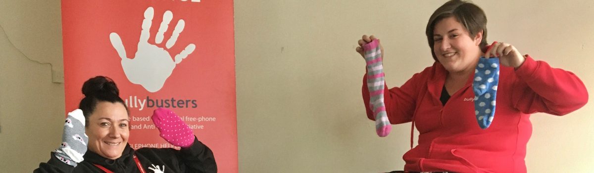 Bullybusters wear odd socks for Anti-bullying Week