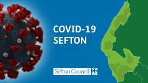 Graphic indicating Covid-19 update for Sefton