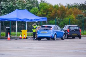 Image of a coronavirus mobile test site in Sefton