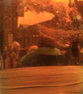 Looking through a pint of beer