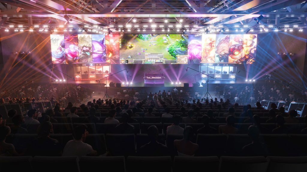 Artist impression of e-sports event at Marine Lake Events Centre proposed Southport Town Deal Plans