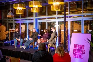 Panel sat on stage at Southport Market discussing running a family business