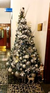 Decorators for Christmas tree taking pride of place in Bootle Town Hall's foyer