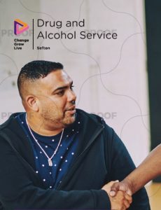 Image from Change Grow Live leaflet showing someone shaking hands with an unseen other person.