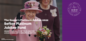 Image showing HRH Queen Elizabeth II and highlighting the Sefton Platinum Jubilee Fund