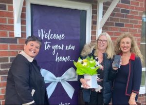 L – R Nichola Howarth from Together Housing; Jackie (homeowner); Mary Corry, Customer Sales Advisor, Sandway Homes