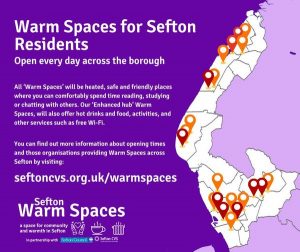 Flyer for Sefton's Warm spaces network
